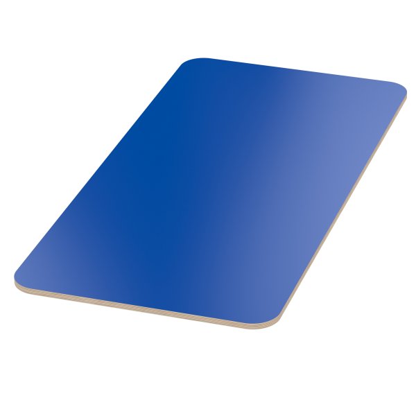 Multiplexplatte Holzplatte Tischplatte Birke melaminbeschichtet blau Eckenradius 100mm
