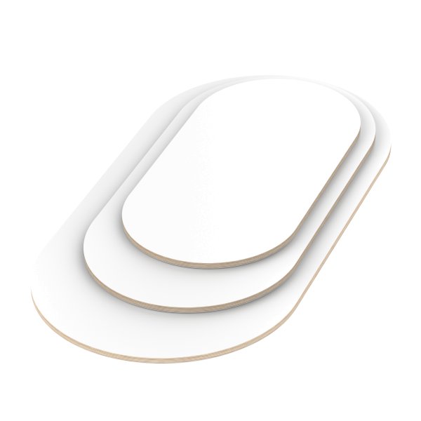 Multiplexplatte Holzplatte Tischplatte Oval melaminbeschichtet weiß