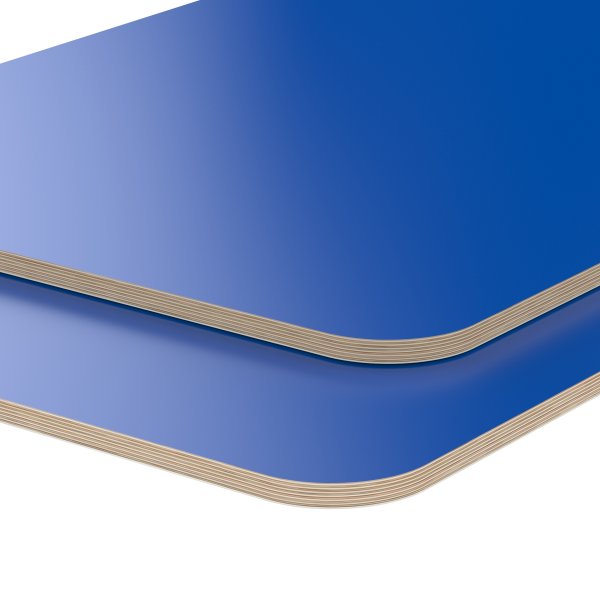Multiplexplatte Holzplatte Tischplatte Birke melaminbeschichtet blau Eckenradius 100 mm