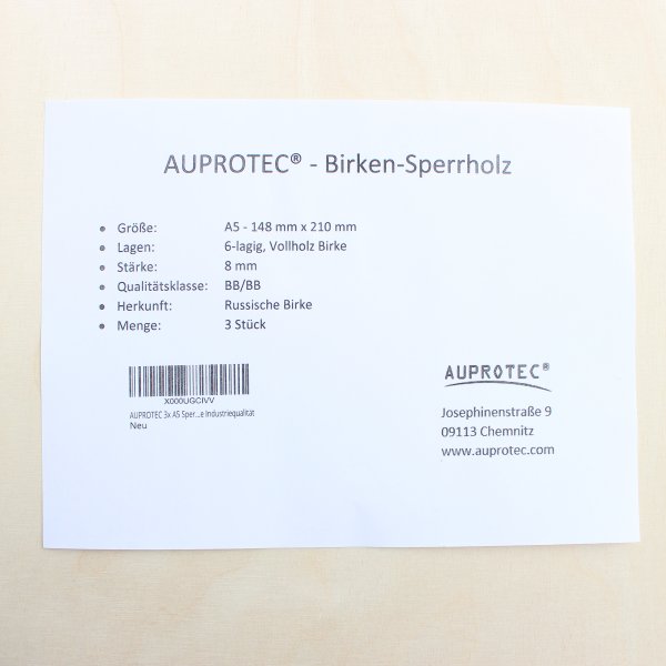 8mm Sperrholz-Platten im Format DIN A5 bis DIN A1