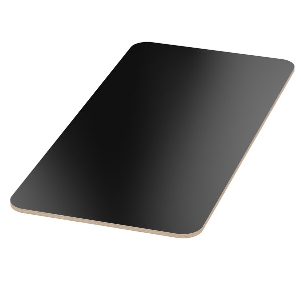 Multiplexplatte Holzplatte Tischplatte Birke melaminbeschichtet schwarz Eckenradius 100mm