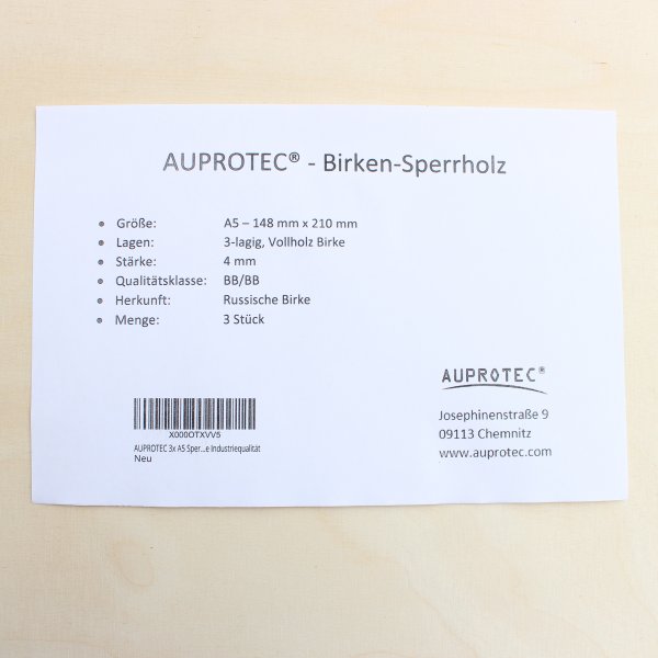 4mm Sperrholz-Platten im Format DIN A5 bis DIN A1