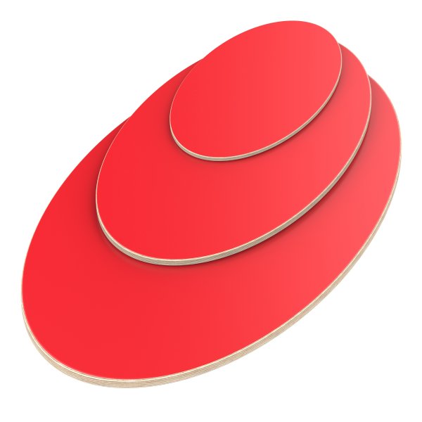 Multiplexplatte Holzplatte Tischplatte Ellipse melaminbeschichtet rot