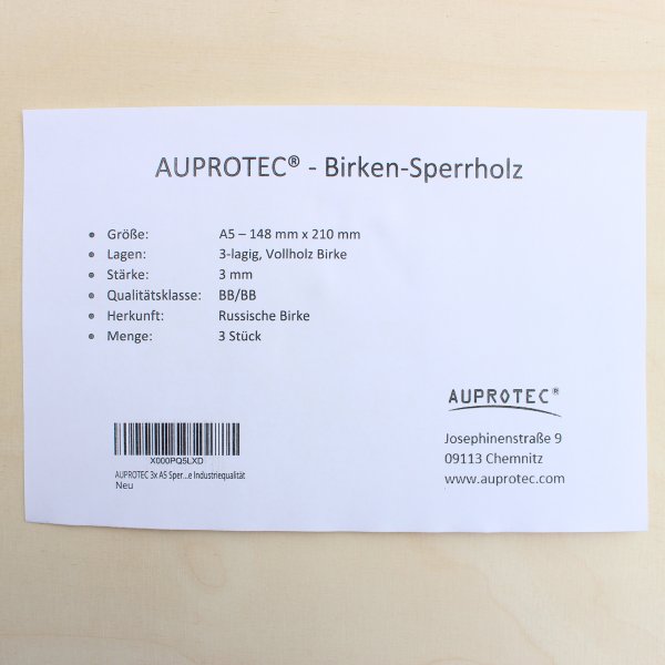 3mm Sperrholz-Platten im Format DIN A5 bis DIN A1