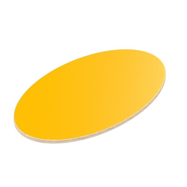 Multiplexplatte Holzplatte Tischplatte Ellipse melaminbeschichtet gelb